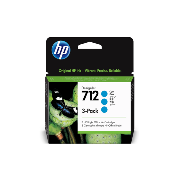 Tinta HP 3ED77A (712A) 3-Pack Cyan